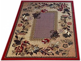 Červeno hnedý kusový koberec s kvetmi Šírka: 40 cm | Dĺžka: 60 cm
