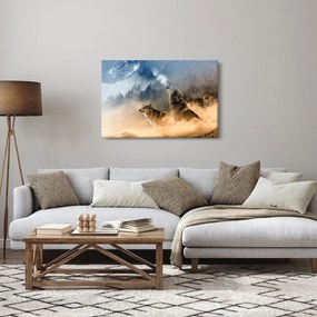 Obraz - vlci vyjúci na mesiac (90x60 cm)