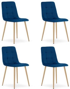 Set štyroch jedálenských stoličiek KARA zamatové, granátové / hnedé nohy (4 ks)