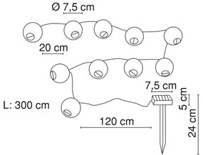 Globo 33971 - LED Solárna reťaz 10xLED/0,06W/1,2V IP44