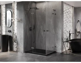 Mexen Lunar, L Duo sklápací sprchový kút 100 x 95 cm, 8mm číre sklo, profil grafit brúsený, 834L-100L-095P-66-00