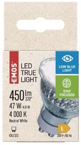 EMOS LED žiarovka True Light MR16, GU10, 4,8 W, 450lm, neutrálna biela