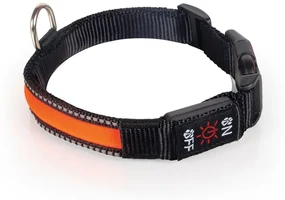 Tommi Dobíjací LED obojok veľ. M, 40 - 50 cm, oranžová