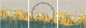 Obraz - Textúra so zlatým dekorom (s hodinami) (90x30 cm)