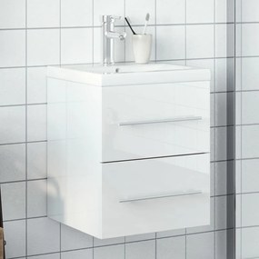 Kúpeľňová skrinka so zabudovaným umývadlom vysoký lesk biela 3278761