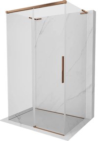 Mexen Rox-3SL, 3-stenný výsuvný sprchový kút 145 x 80 cm, 8mm číre sklo, ružové zlato profil, 8C2L-145-080-60-00-3S