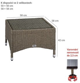 STILISTA odkladací stolík, 58 x 58 cm, polyratan, krémový