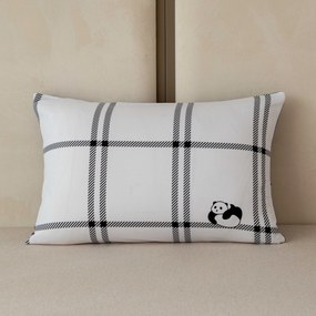 Flanelový obliečka na vankúš CUTE PANDA 50x70 cm, biely