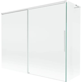 Mexen Rox, L posuvná 2-krídlová vaňová zástena 190 + 90 x 150 cm, 8mm číre sklo, biely profil, 8C9L-190-090-20-00