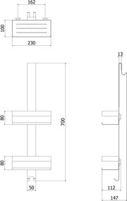 Mexen Brin-2, závesný kúpeľňový košík, zlatá matná, 70A8842-55