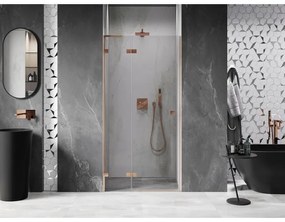 Mexen Lunar L, Otočné ľavé sprchové dvere 80 cm, 8mm číre sklo, medený matný profil, 834L-080-000-65-00-L