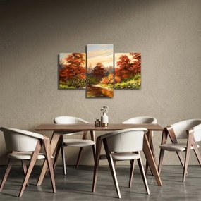 Obraz rieky v jesennej krajine, olejomaľba (90x60 cm)