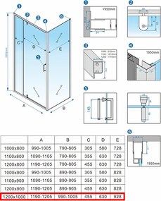 BPS-koupelny Obdĺžnikový sprchovací kút HYD-OK07D 120x100 chróm/transparent - bez vaničky