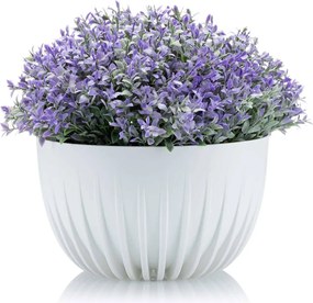 PLASTOVÝ KVETINÁČ STRIPPED ECO SADA 2KS 16X30 CM+15X24 CM BIELA