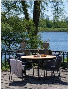 Tmavosivá kovová/polstrovaná záhradná stolička Salerno – House Nordic