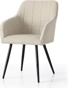 Sada štyroch jedálenských stoličiek LUXANO Lumos zamatové, béžové / čierne nohy (4 ks)