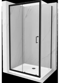Mexen Apia sprchová kabína, posuvné dvere 120 x 90 cm, transparentnéné, čierna + závesný bidet Flat, biela