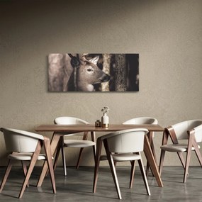 Obraz - Jeleň v lese (120x50 cm)