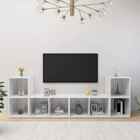 TV skrinky 4 ks lesklé biele 72x35x36,5 cm drevotrieska