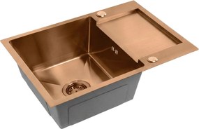 Rea Paul, 1-komorový nerezový drez 600x480x185 mm, medená matná, ZLE-06017