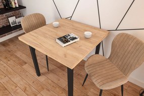 Dekorstudio Štvorcový jedálenský stôl 80×80 cm – Dub zlatý Craft / Čierne nohy