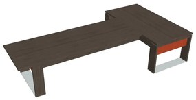 Stôl Verno+ S 200 x 370 cm s rokovacím prvkom, dub antracit / oranžová