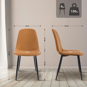 Sada 4 ks jedálenských stoličiek Maryam látka - oranžová