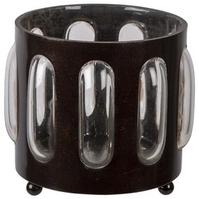 Kovovo sklenený svietnik Bubble na čajovú sviečku - Ø 11 * 13 cm