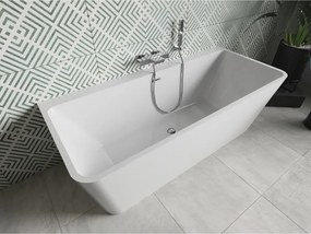 Mexen Volta, voľne stojaca nástenna vaňa 150 x 75 cm, biela, chrómový prepad, 51131507500-01