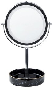 Kozmetické LED zrkadlo ø 26 cm strieborná/čierna SAVOIE Beliani