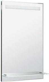 Aqualine Aqualine, LED podsvietené zrkadlo 50x80cm, sklenená polica, gombíkový vypínač, ATH52