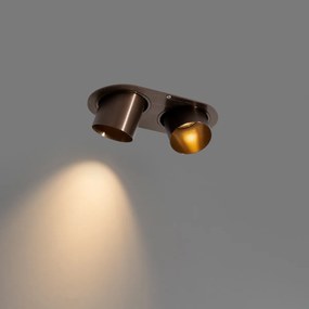 Zaskrutkované bodové svetlo zaoblené tmavá bronz GU10 50 mm 2-svetlo - Installa