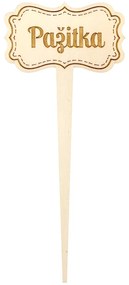 AMADEA Drevený zápich - ceduľka na bylinky Pažítka, výška 20 cm, český výrobok