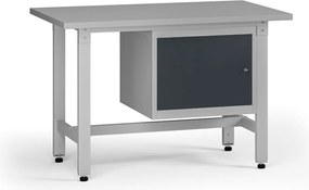 Výškovo nastaviteľný dielenský stôl G5, 1200 x 750 x 800-1000 mm, 1x skrinka, grafit