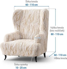 Bielastické poťahy UNIVERSO NOVÉ žíhané béžové kreslo ušiak (š. 60 - 110 cm)