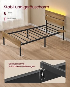 Kovová posteľ s LED osvetlením 90 cm RMB102K01