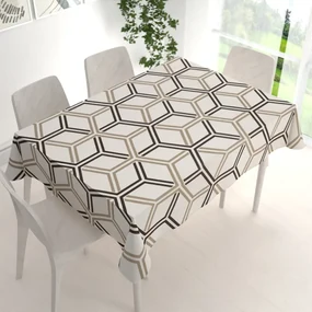 Biante Bavlnený obdĺžnikový obrus Sandra SA-558 Hnedé hexagóny na krémovom 140x200 cm