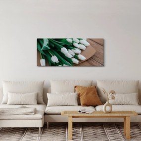 Obraz kytice bielych tulipánov (120x50 cm)