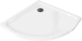 Mexen Flat polkruhová sprchová vanička slim 80 x 80 cm, biela, sifón čierny - 41108080B
