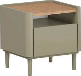 Nočný stolík so zásuvkou Elivo 50 cm na nožičkách - eukalyptus / dub baltic dune