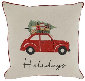 Béžová bavlnená obliečka na vankúš s autíčkom Holidays - 50*50cm