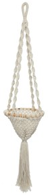 BAZAR BIZAR The Twisted Macrame Plant Holder - Natural White - L závesná dekorácia