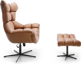 Kožené kreslo + taburet CORAL