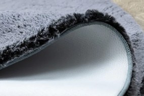 Koberec LAPIN Shaggy kruh čierny/slonia kosť protišmykový