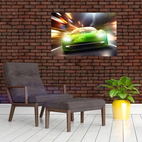Obraz - Zelené závodné auto (90x60 cm)