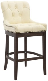 Barová stolička Buckingham ~ koža, drevené nohy tmavá antik - Krémová