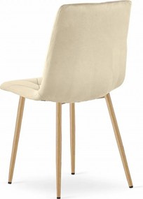LEOBERT Čalúnená zamatová stolička - prešívaná, béžová