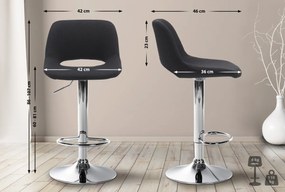 2x Barová stolička Camden - látka, chróm - Čierna