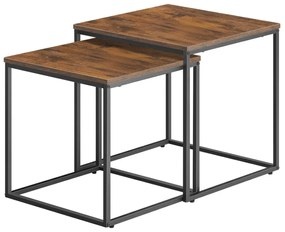 VASAGLE Duo štvorcový konferenčný stolík 2 ks - hnedá farba / nohy čierne