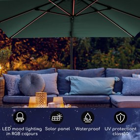 Blumfeldt Arles, slnečník, 300 x 300 cm, polyester, UV 50+, vodoodpudivý, LED svetlo